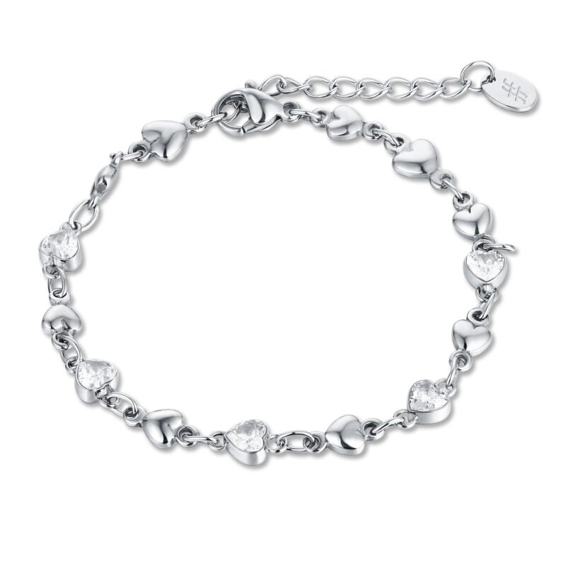 Bracciale Cuori Cristalli Bianchi