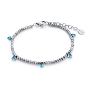 Bracciale Sfere Cuori Pendenti Turchesi