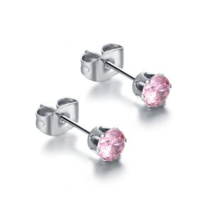 Orecchini Punto Luce - Rosa - 4mm