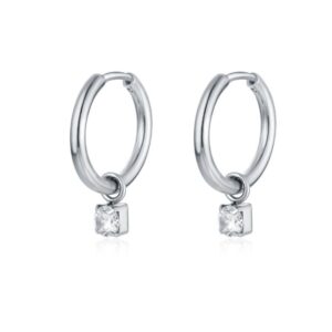 ORECCHINI CERCHIO CON CRISTALLO PENDENTE