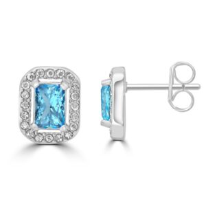 Orecchini Cristallo Rettangolare Turchese