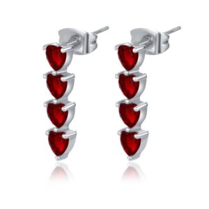 Orecchini Cuori Pendenti Rossi