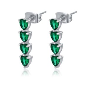 Orecchini Cuori Pendenti Verdi