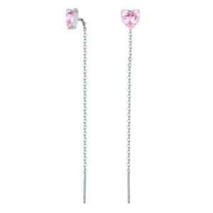 Coppia di Orecchini Saliscendi Cuore Rosa