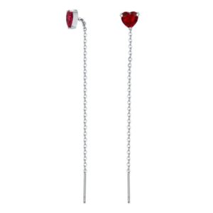 Coppia di Orecchini Saliscendi Cuore Rosso