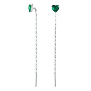 Coppia di Orecchini Saliscendi Cuore Verde