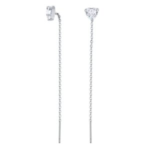 Coppia di Orecchini Saliscendi Cuore Bianco