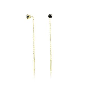 Coppia di Orecchini Saliscendi Nero pvd Oro