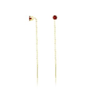 Coppia di Orecchini Saliscendi Rosso pvd Oro