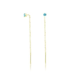 Coppia di Orecchini Saliscendi Turchese pvd Oro