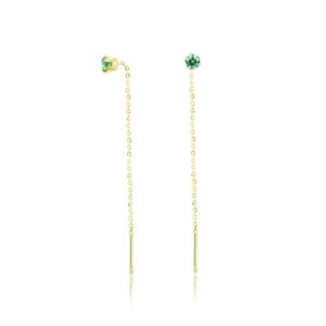 Coppia di Orecchini Saliscendi Verde pvd Oro