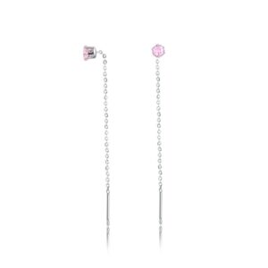 Coppia di Orecchini Saliscendi Rosa