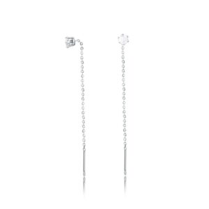 Coppia di Orecchini Saliscendi Bianchi