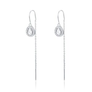 Orecchini Saliscendi Goccia Bianco