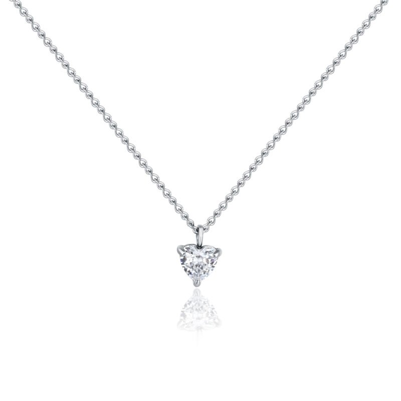 Collana Cristallo Cuore Pendente Bianco