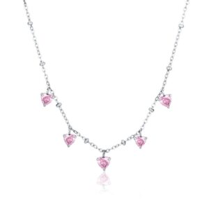 Collana Cristalli Cuori Pendenti Rosa