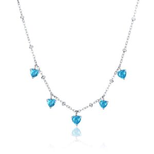 Collana Cristalli Cuori Pendenti Turchesi
