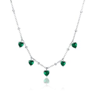 Collana Cristalli Cuori Pendenti Verdi