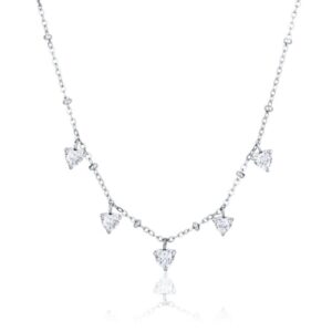 Collana Cristalli Cuori Pendenti Bianchi