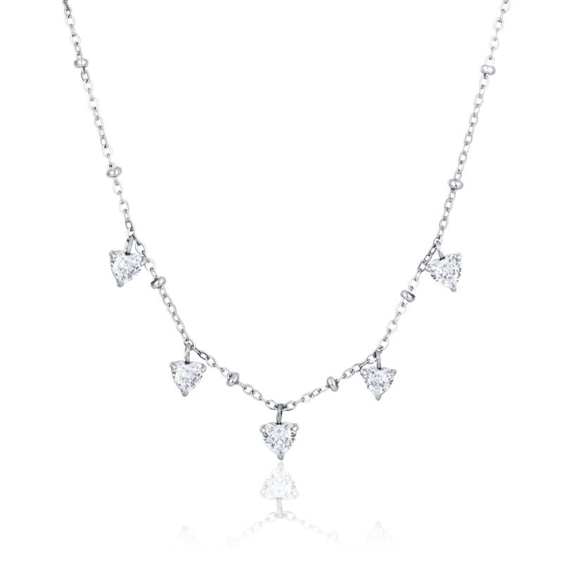 Collana Cristalli Cuori Pendenti Bianchi