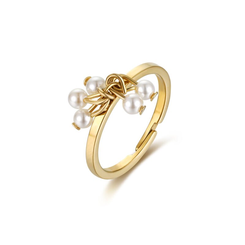 Anello 5 Madreperla pendenti Pvd oro