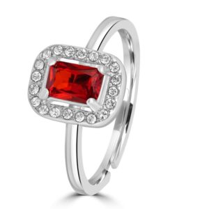 Anello Cristallo Rettangolare Rosso