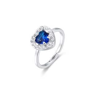 Anello Cristallo Cuore Blu