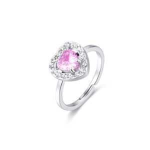 Anello Cristallo Cuore Rosa