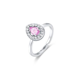 Anello Cristallo Goccia Rosa