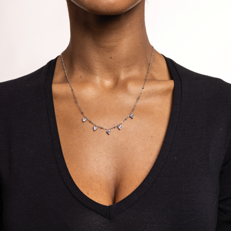 Collana Cristalli Cuori Pendenti Rossi - immagine 2