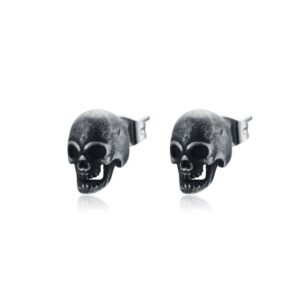 Orecchini a lobo con teschio nero