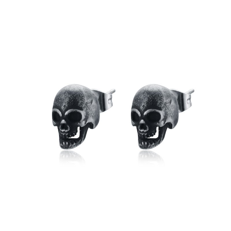 Orecchini a lobo con teschio nero