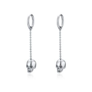 Orecchini pendenti lunghi con teschio