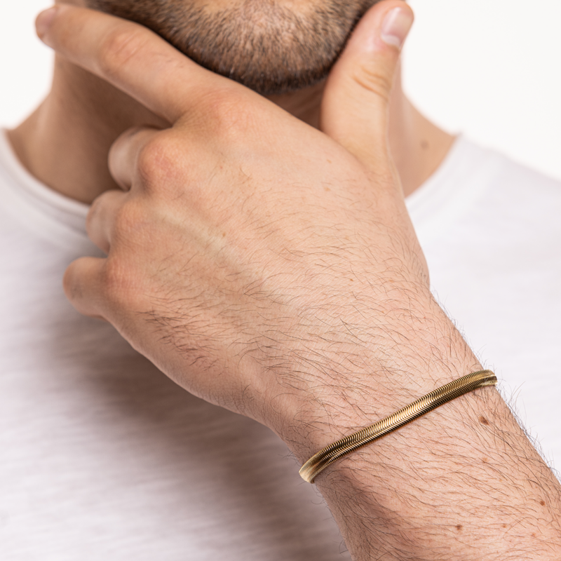 Bracciale Catena Snake Acciaio pvd oro - immagine 2