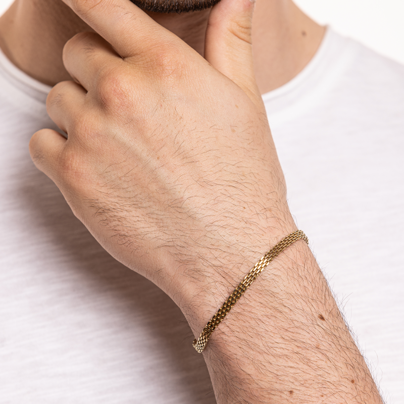 Bracciale Catena Mesh Acciaio Pvd Oro - immagine 2