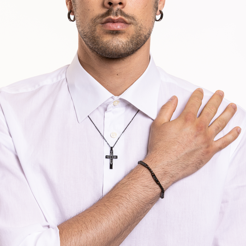 BRACCIALE NERO CRISTALLI NERI - immagine 2