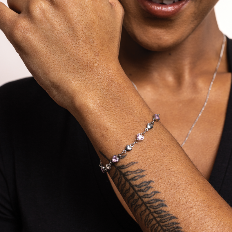 Bracciale Cuori Cristalli Rosa - immagine 2