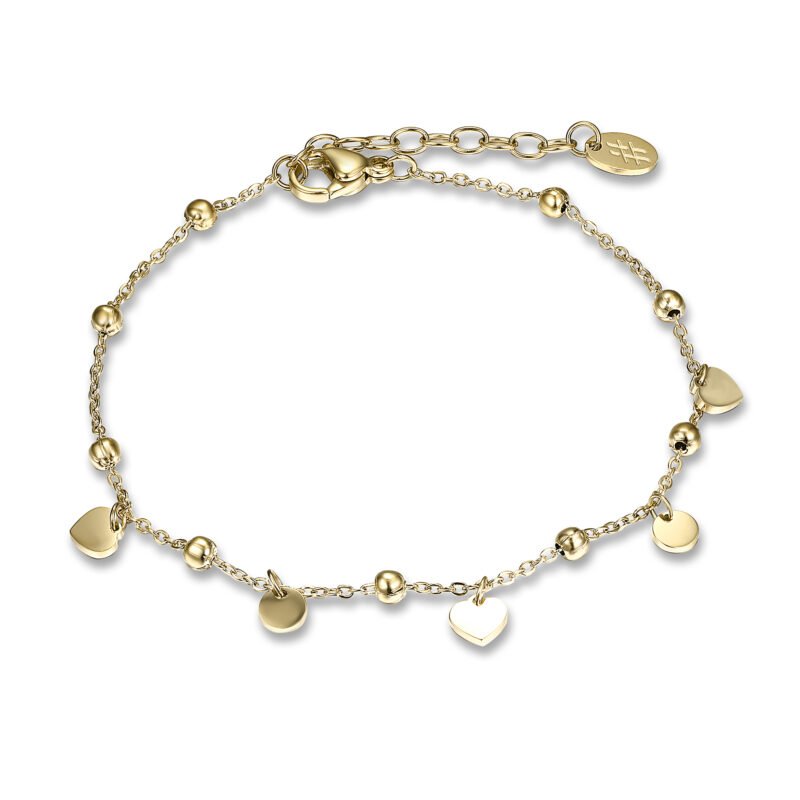 Bracciale Cuori e Piastrine Color Oro
