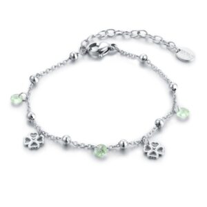 Bracciale Catena Pallini Quadrifoglio e Cristalli