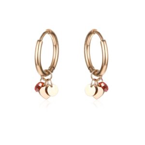Orecchini Cuori Rosè e Cristalli Rossi