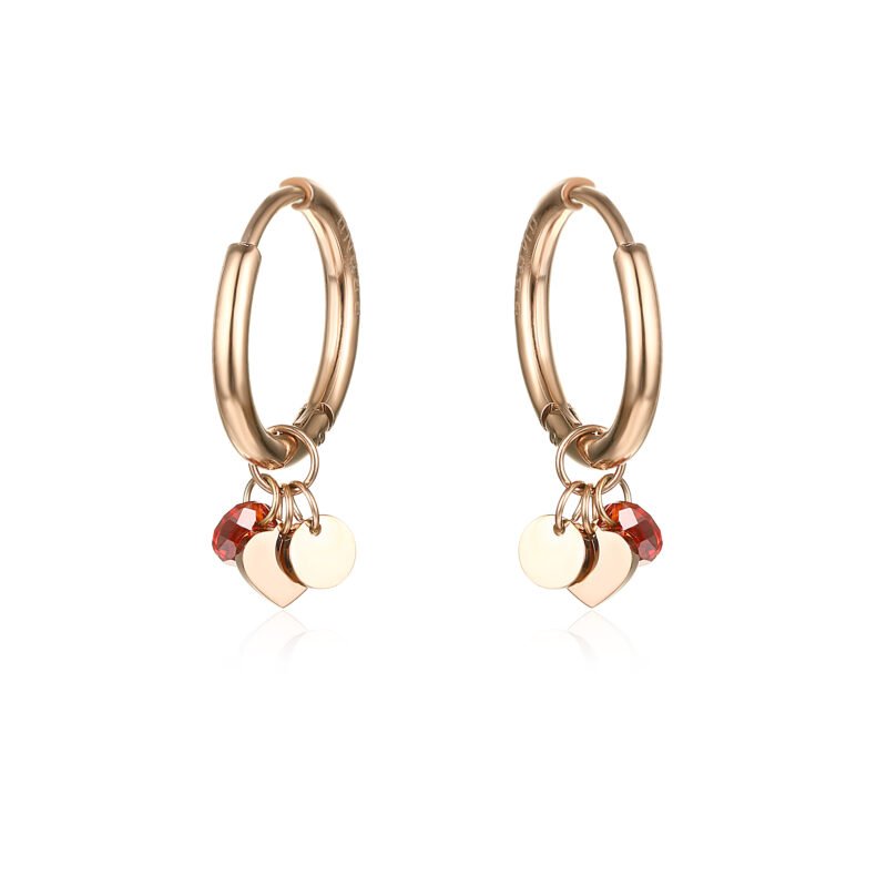 Orecchini Cuori Rosè e Cristalli Rossi