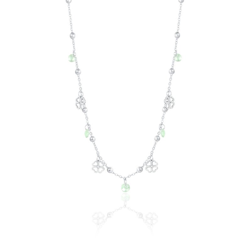 Collana Catena Pallini Quadrifoglio e Cristalli