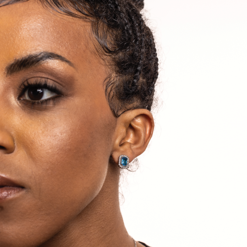 Orecchini Cristallo Rettangolare Turchese - immagine 2