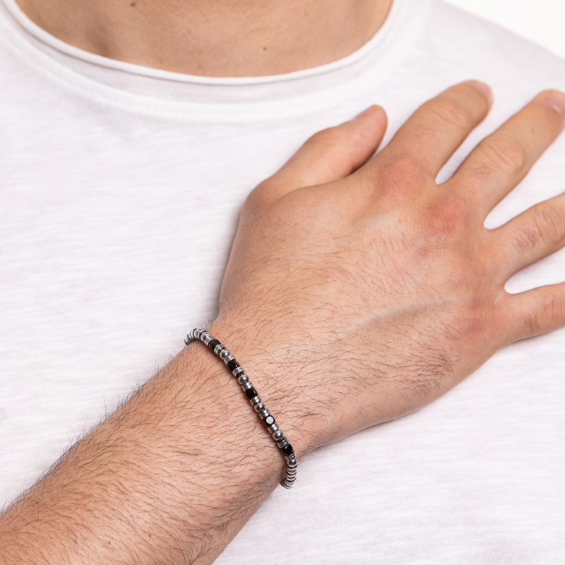 Bracciale Uomo Acciaio e Ematite - immagine 3