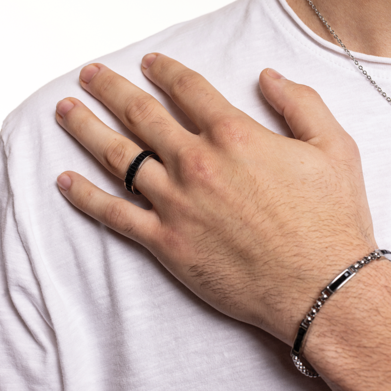 Bracciale Tre Inserti Cristalli Neri - immagine 2