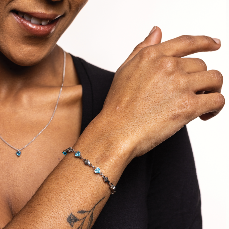 Bracciale Cuori Cristalli Turchesi - immagine 2