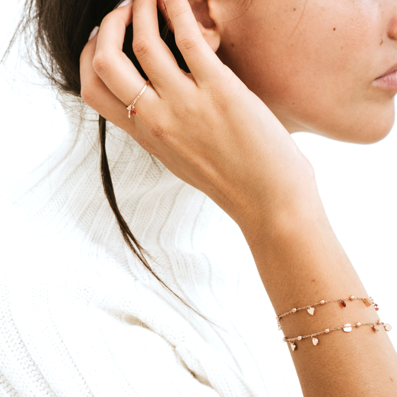 Bracciale Cuori Rosè e Cristalli Rossi - immagine 4