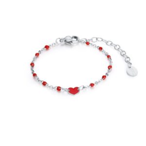 Bracciale Bimba Cuore Catena Rossa