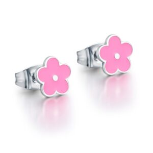 Orecchini Bimba Fiore Rosa