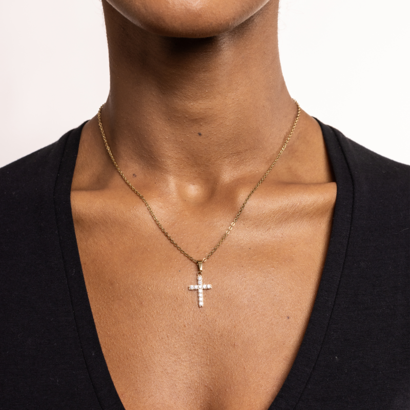 Collana Croce Piccola pvd dorato - immagine 2